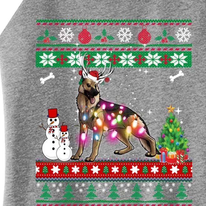 Ger Shepherd Christmas Lights Funny Xmas Dog Gift Women’s Perfect Tri Rocker Tank