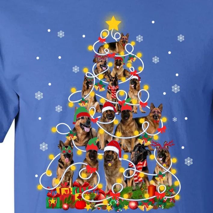 Ger Shepherd Christmas Lights Funny Xmas Tree Dog Lover Gift Tall T-Shirt