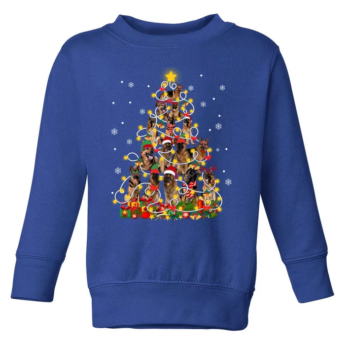 Ger Shepherd Christmas Lights Funny Xmas Tree Dog Lover Gift Toddler Sweatshirt