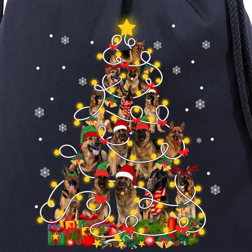 Ger Shepherd Christmas Lights Funny Xmas Tree Dog Lover Gift Drawstring Bag