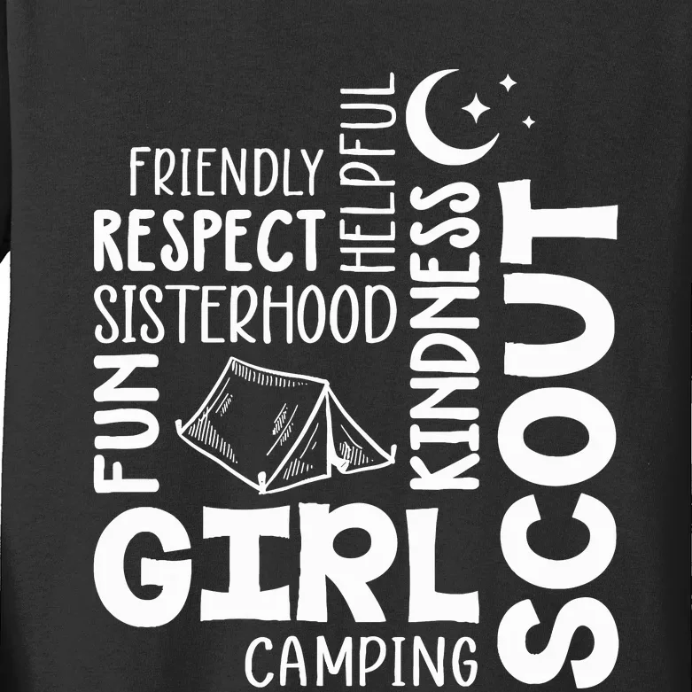 Girl Scout Camping Adventure Scout Troop Cookie Dealer Kids Long Sleeve Shirt