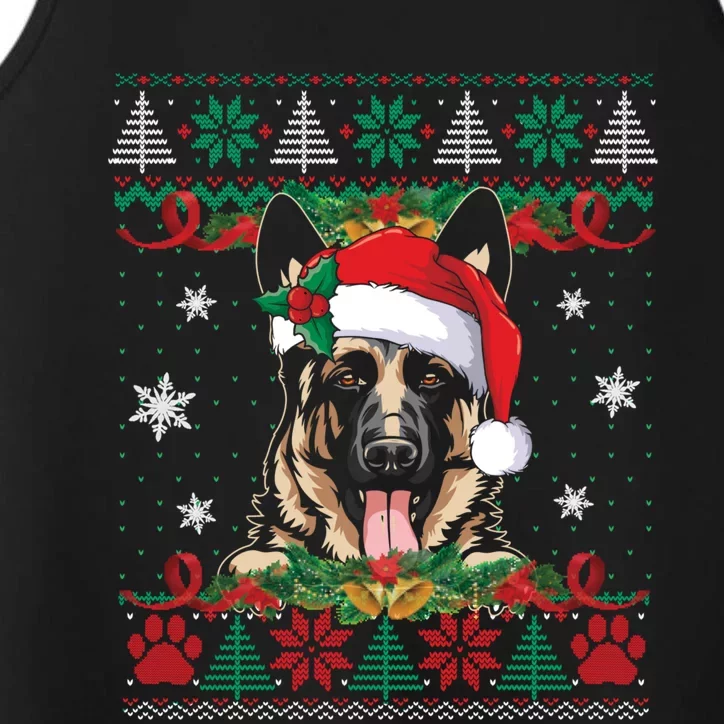 Ger Shepherd Christmas Santa Ugly Sweater Dog Lover Xmas Gift Performance Tank