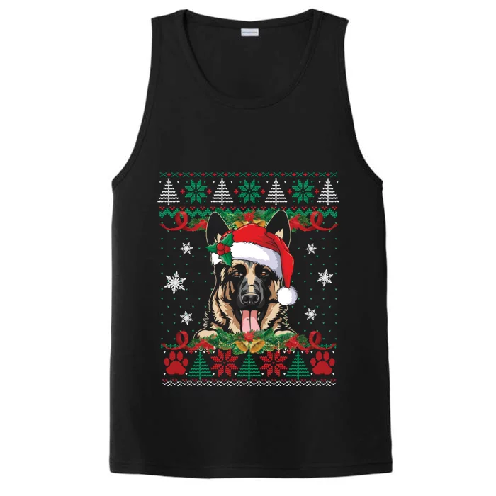 Ger Shepherd Christmas Santa Ugly Sweater Dog Lover Xmas Gift Performance Tank