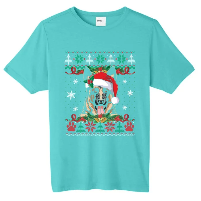 Ger Shepherd Christmas Santa Ugly Sweater Dog Lover Xmas Gift ChromaSoft Performance T-Shirt