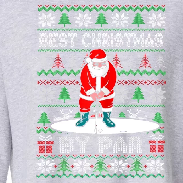 Golf Santa Claus Best Christmas By Par Cropped Pullover Crew