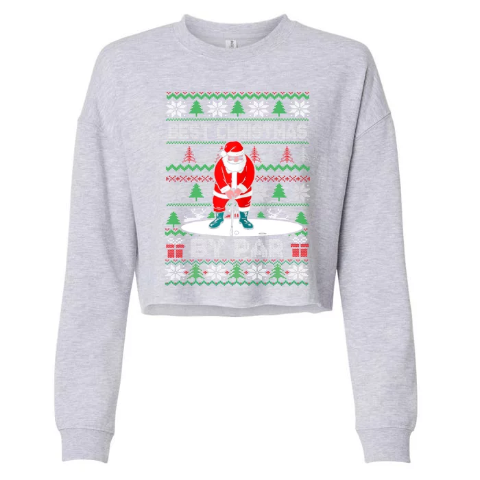 Golf Santa Claus Best Christmas By Par Cropped Pullover Crew