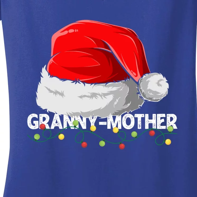 Grannymother Santa Christmas Family Matching Pajamas Mama Cool Gift Women's V-Neck T-Shirt