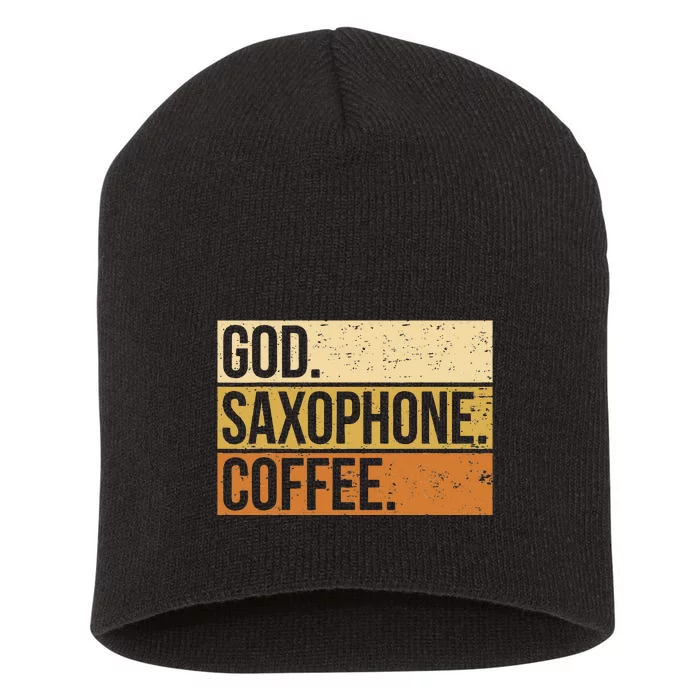 God Saxophone Coffee Saxophonist Saxist Sax Church Saxophone Short Acrylic Beanie