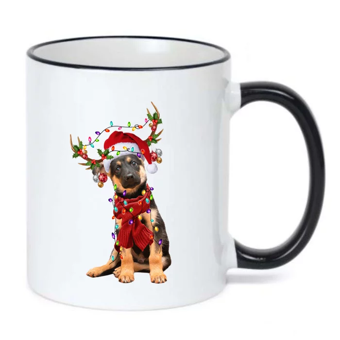 Ger Shepherd Christmas Snow Layers Santa Dog Ugly Xmas Gift Black Color Changing Mug