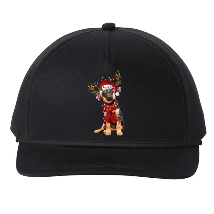 Ger Shepherd Christmas Snow Layers Santa Dog Ugly Xmas Gift Snapback Five-Panel Rope Hat