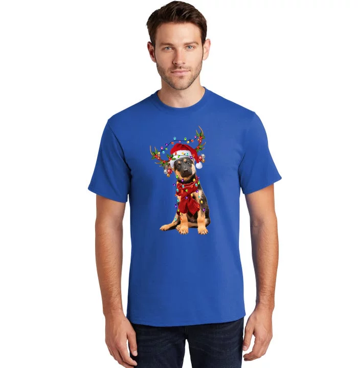 Ger Shepherd Christmas Snow Layers Santa Dog Ugly Xmas Gift Tall T-Shirt