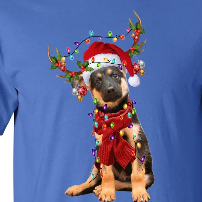 Ger Shepherd Christmas Snow Layers Santa Dog Ugly Xmas Gift Tall T-Shirt