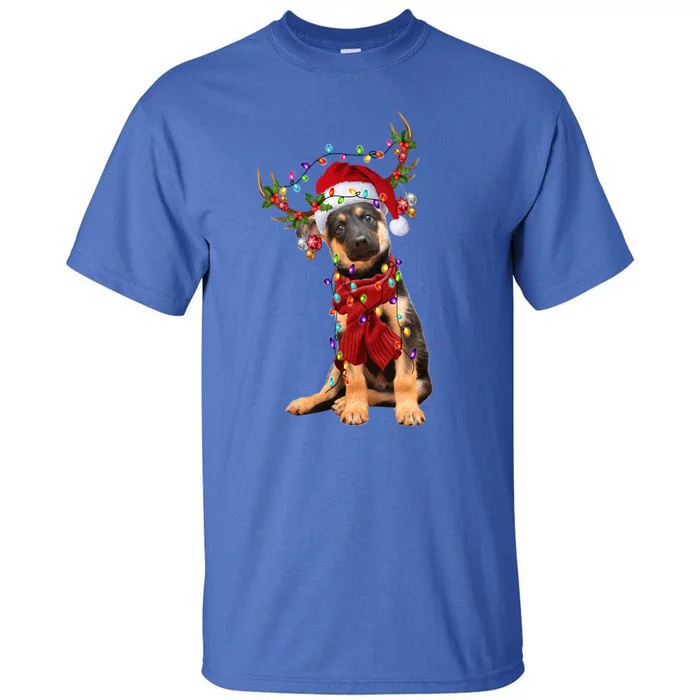 Ger Shepherd Christmas Snow Layers Santa Dog Ugly Xmas Gift Tall T-Shirt