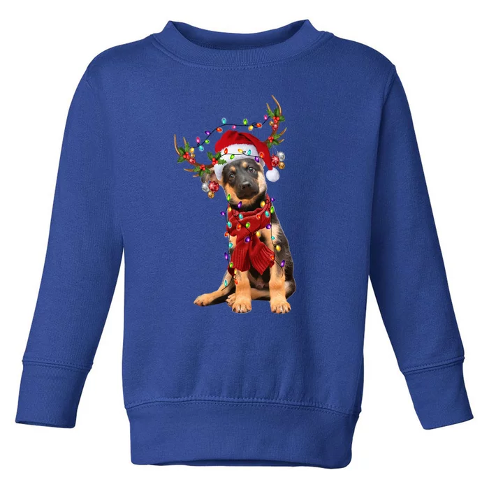 Ger Shepherd Christmas Snow Layers Santa Dog Ugly Xmas Gift Toddler Sweatshirt