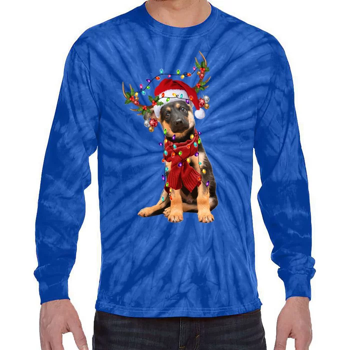 Ger Shepherd Christmas Snow Layers Santa Dog Ugly Xmas Gift Tie-Dye Long Sleeve Shirt