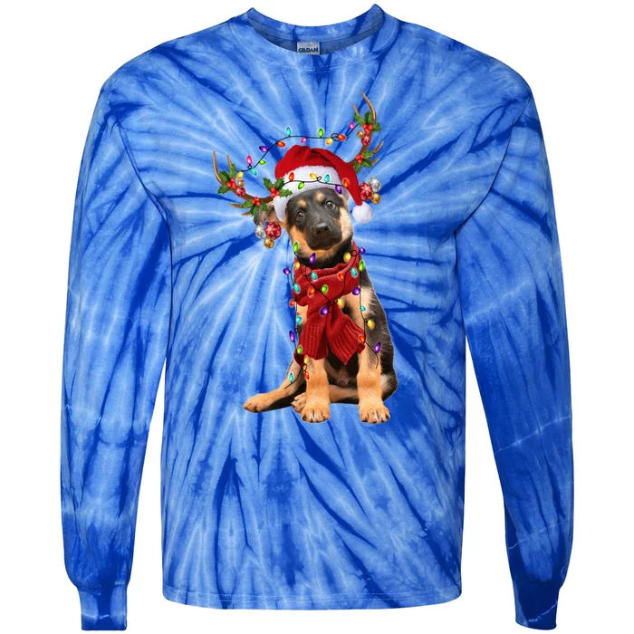 Ger Shepherd Christmas Snow Layers Santa Dog Ugly Xmas Gift Tie-Dye Long Sleeve Shirt