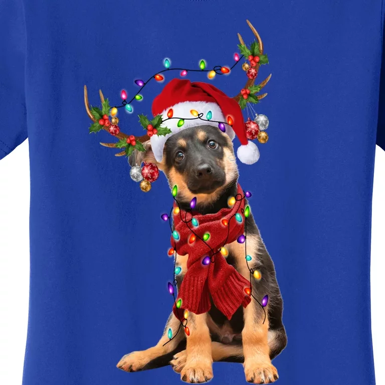 Ger Shepherd Christmas Snow Layers Santa Dog Ugly Xmas Gift Women's T-Shirt