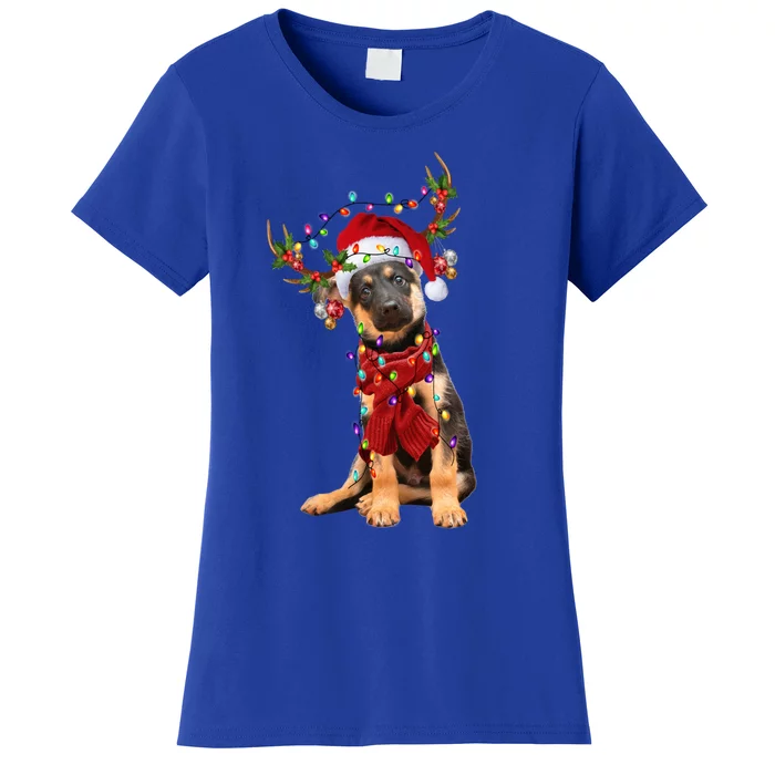 Ger Shepherd Christmas Snow Layers Santa Dog Ugly Xmas Gift Women's T-Shirt