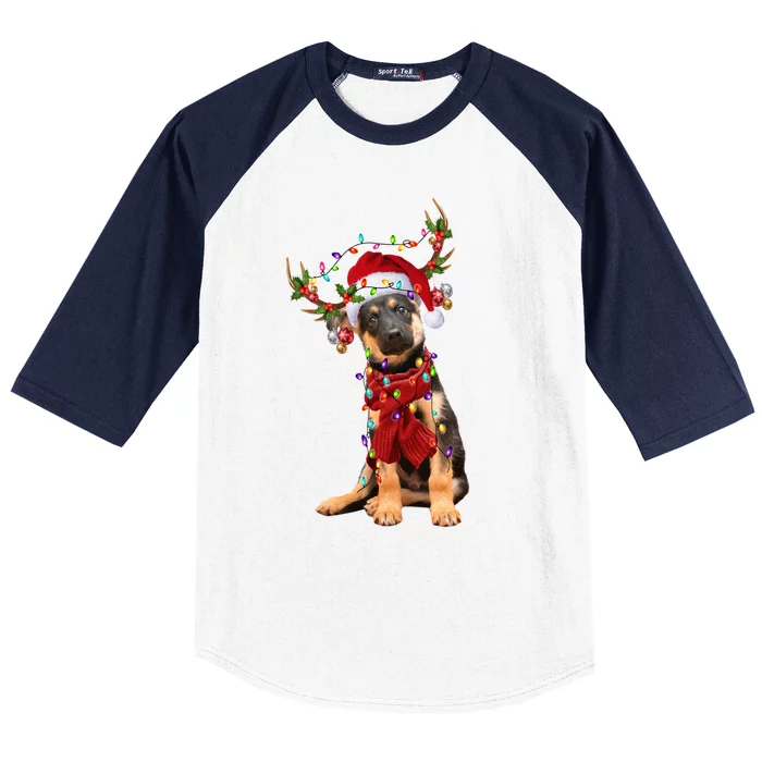 Ger Shepherd Christmas Snow Layers Santa Dog Ugly Xmas Gift Baseball Sleeve Shirt