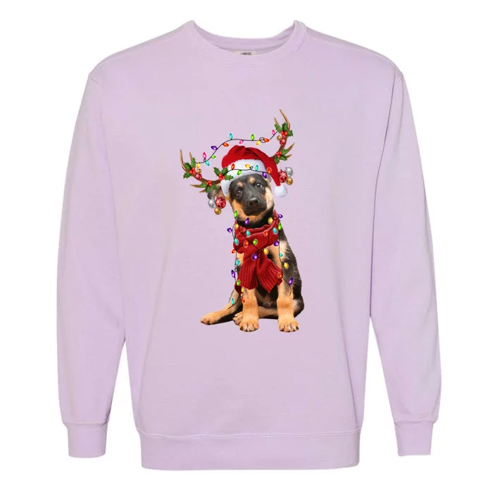 Ger Shepherd Christmas Snow Layers Santa Dog Ugly Xmas Gift Garment-Dyed Sweatshirt