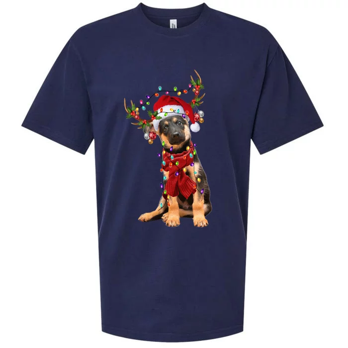 Ger Shepherd Christmas Snow Layers Santa Dog Ugly Xmas Gift Sueded Cloud Jersey T-Shirt