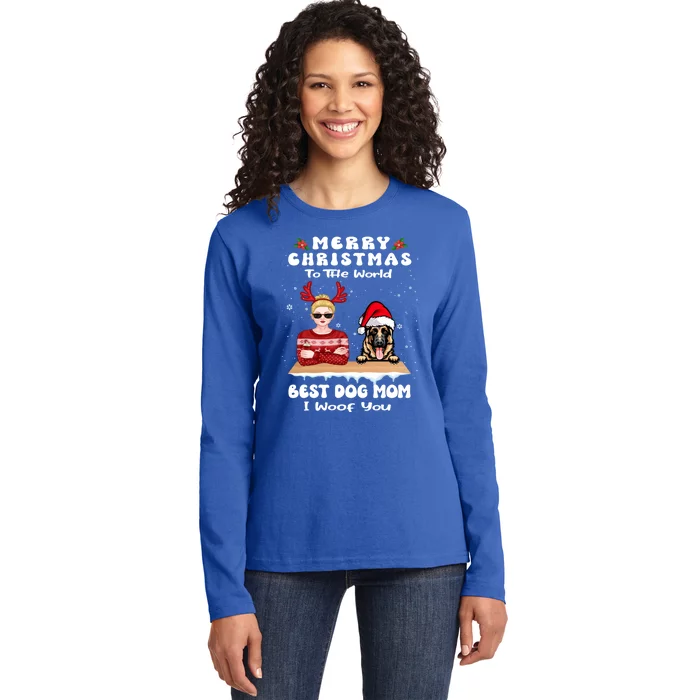 Ger Shepherd Christmas To The World Best Dog Mom Xmas Gift Ladies Long Sleeve Shirt