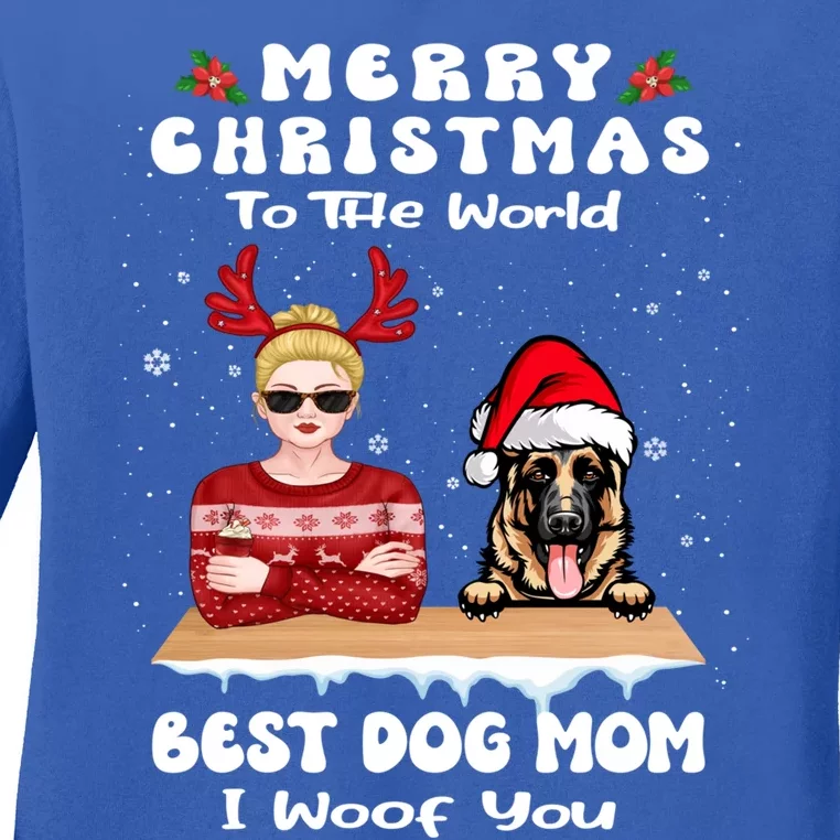 Ger Shepherd Christmas To The World Best Dog Mom Xmas Gift Ladies Long Sleeve Shirt