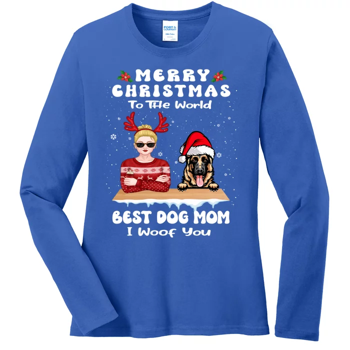 Ger Shepherd Christmas To The World Best Dog Mom Xmas Gift Ladies Long Sleeve Shirt