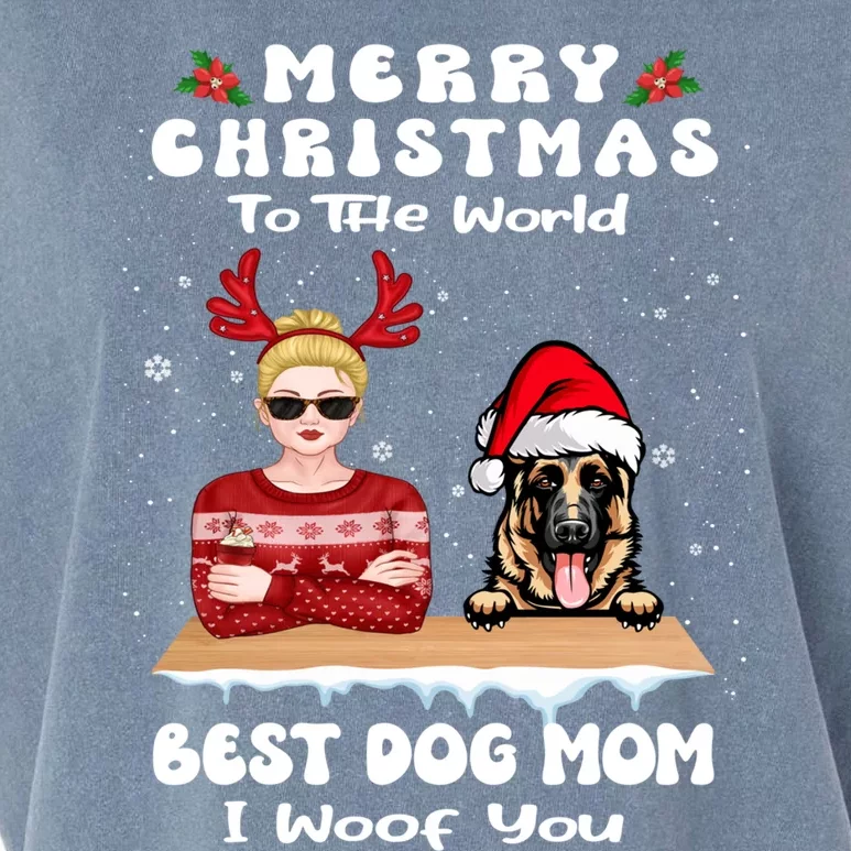 Ger Shepherd Christmas To The World Best Dog Mom Xmas Gift Garment-Dyed Women's Muscle Tee