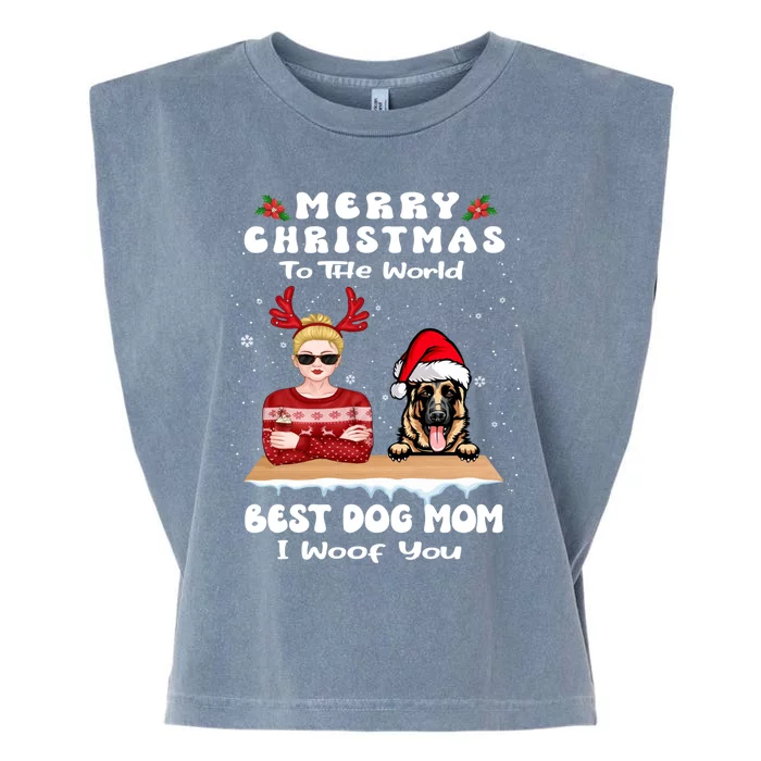 Ger Shepherd Christmas To The World Best Dog Mom Xmas Gift Garment-Dyed Women's Muscle Tee