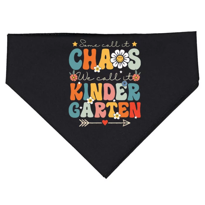 Groovy Some Call It Chaos We Call It Kindergarten Teachers USA-Made Doggie Bandana