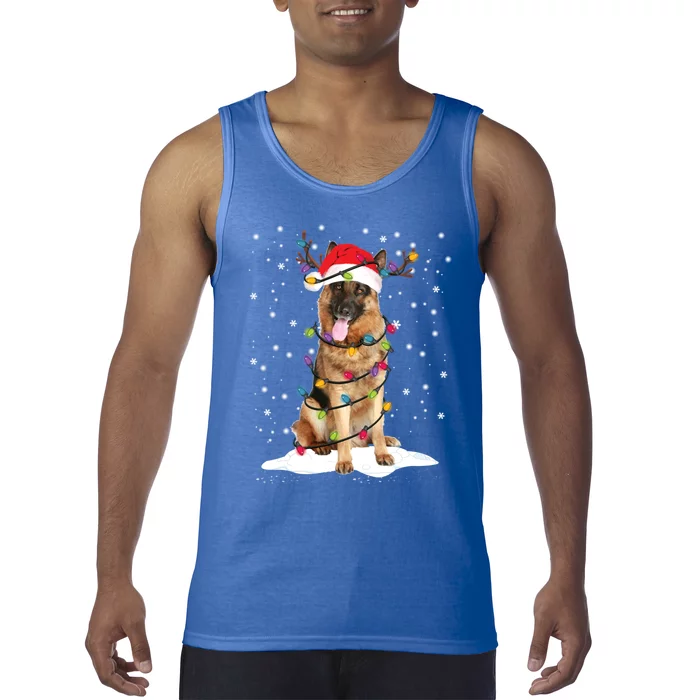 Ger Shepherd Christmas Tree Light Pajama Dog Xmas Funny Gift Tank Top