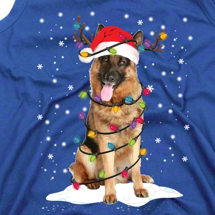 Ger Shepherd Christmas Tree Light Pajama Dog Xmas Funny Gift Tank Top