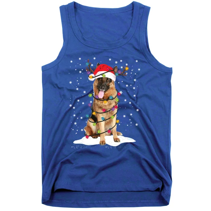 Ger Shepherd Christmas Tree Light Pajama Dog Xmas Funny Gift Tank Top