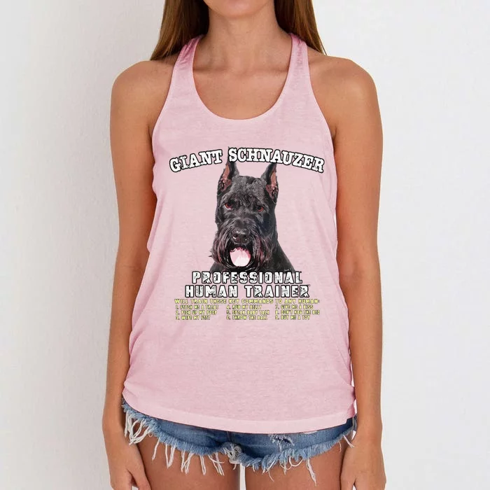 Giant Schnauzer Cropped Professional Human Trainer Cute Dog Women's Knotted Racerback Tank