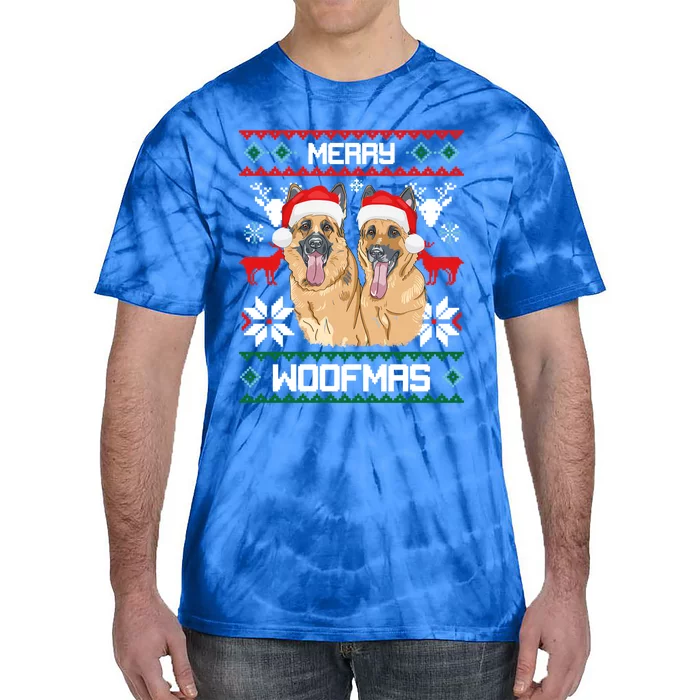 Ger Shepherd Couple Merry Woofmas Gift For Christmas Gift Tie-Dye T-Shirt