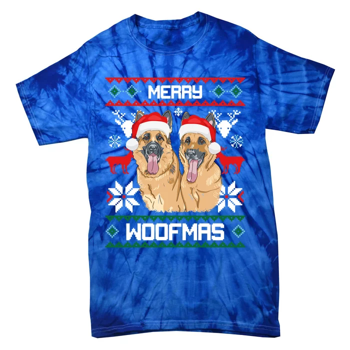 Ger Shepherd Couple Merry Woofmas Gift For Christmas Gift Tie-Dye T-Shirt