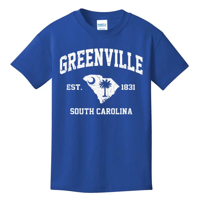 Greenville South Carolina SC Vintage State Athletic Style Kids T-Shirt