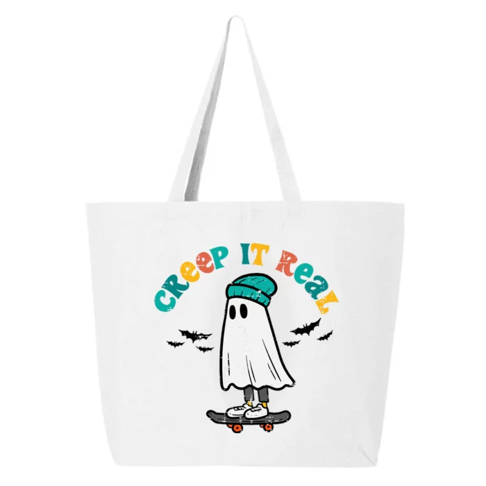 Ghost Skateboard Creep It Real Retro Halloween Skater 25L Jumbo Tote