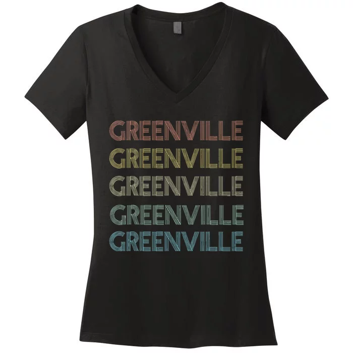 Greenville South Carolina Pride Vintage State Women's V-Neck T-Shirt