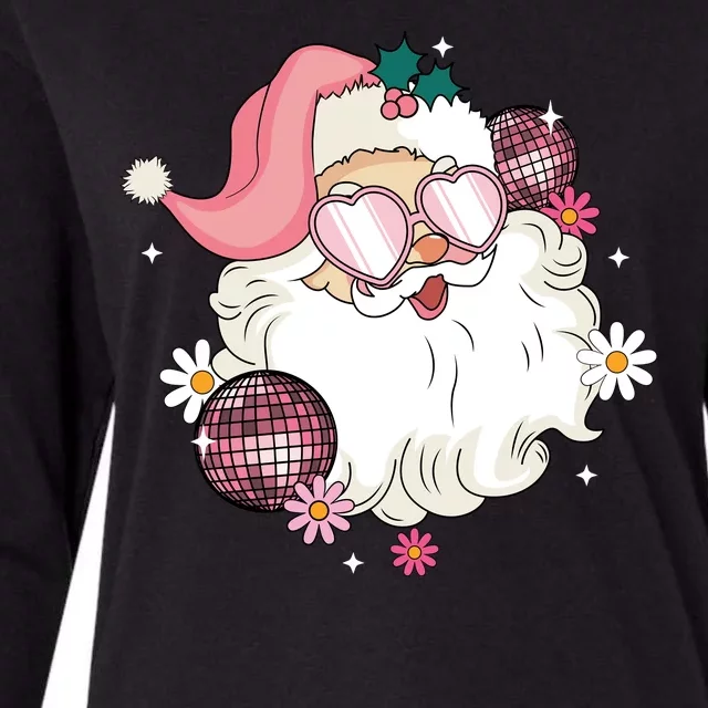 Groovy Santa Claus Disco Christmas Holiday Womens Cotton Relaxed Long Sleeve T-Shirt