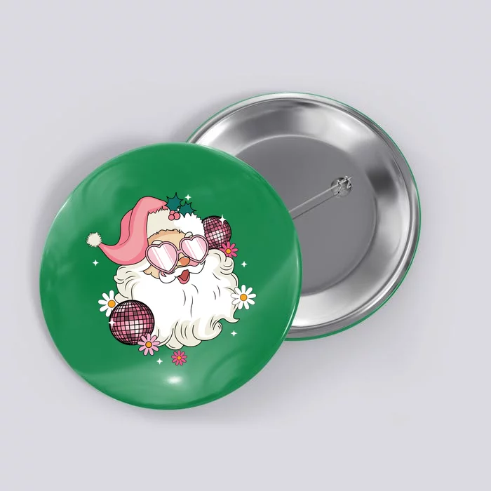 Groovy Santa Claus Disco Christmas Holiday Button