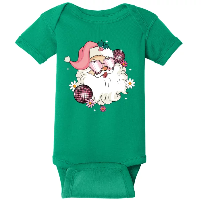 Groovy Santa Claus Disco Christmas Holiday Baby Bodysuit