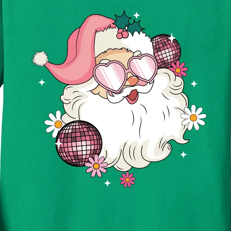 Groovy Santa Claus Disco Christmas Holiday Kids Long Sleeve Shirt