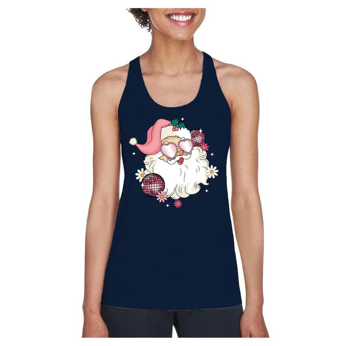 Groovy Santa Claus Disco Christmas Holiday Women's Racerback Tank