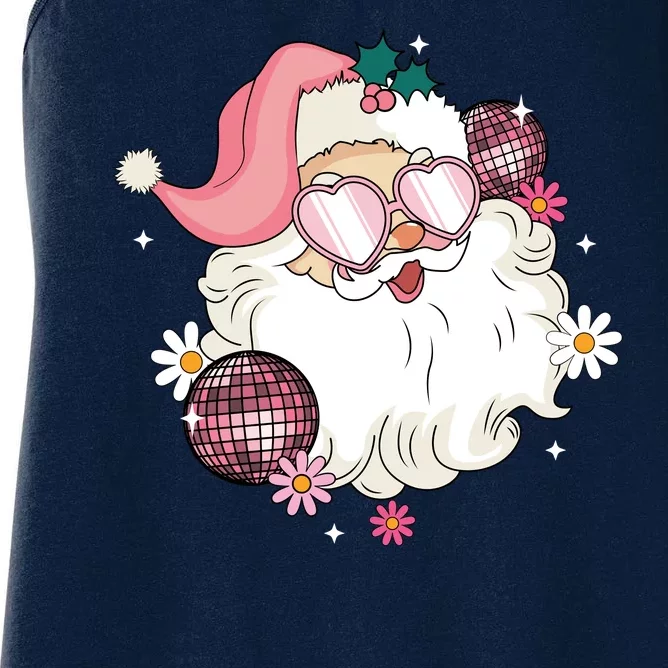 Groovy Santa Claus Disco Christmas Holiday Women's Racerback Tank