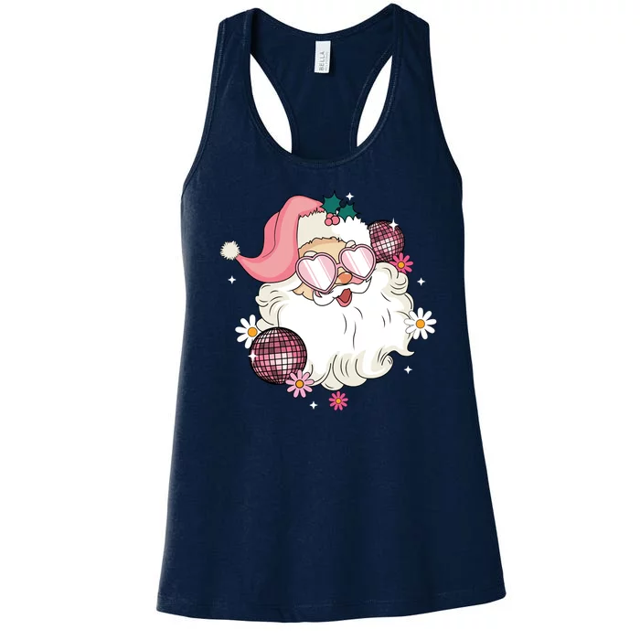 Groovy Santa Claus Disco Christmas Holiday Women's Racerback Tank