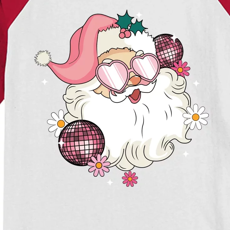 Groovy Santa Claus Disco Christmas Holiday Kids Colorblock Raglan Jersey