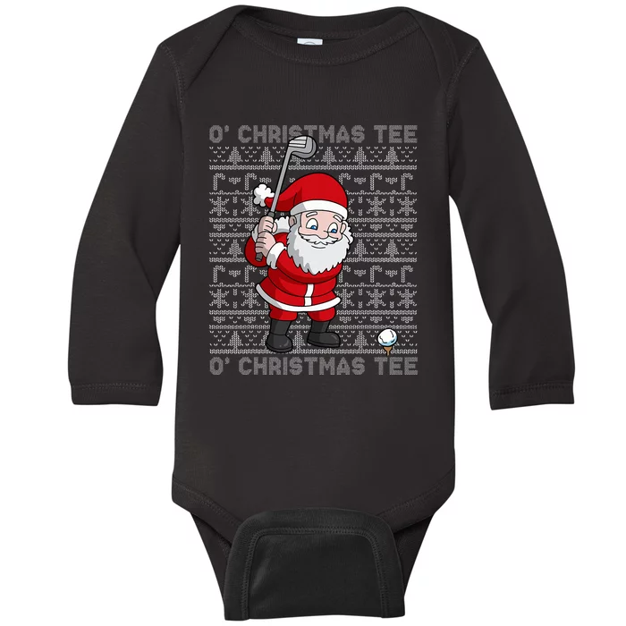 Golf Santa Claus O' Christmas  Golfing Golfer Humor Baby Long Sleeve Bodysuit