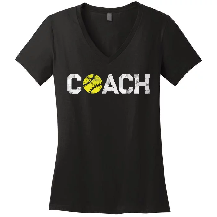 Gifts Softball Coaches Appreciation Softball Coach Women's V-Neck T-Shirt